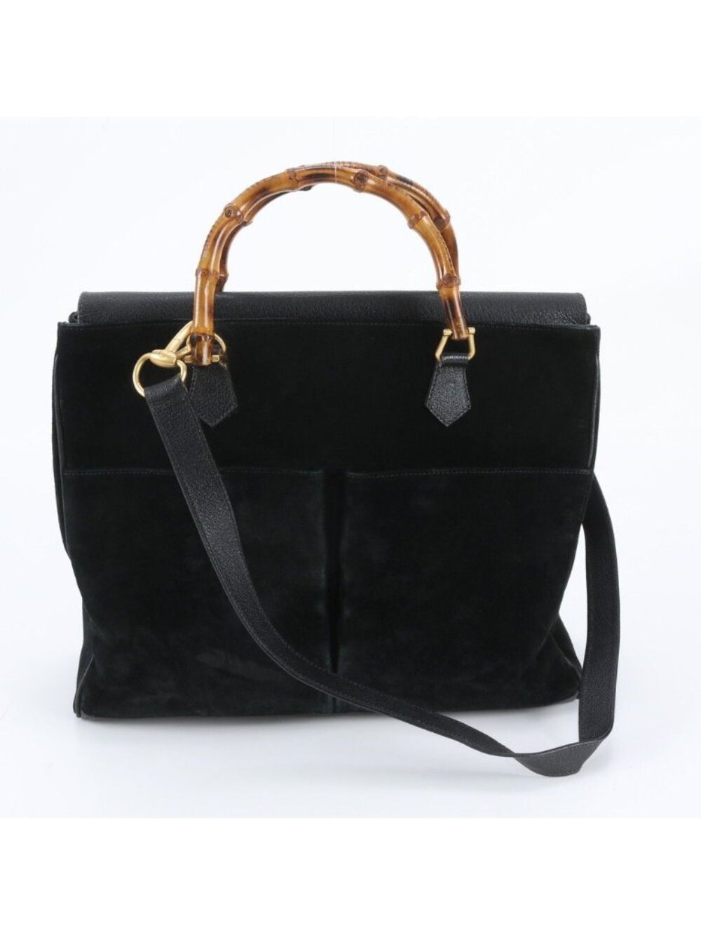 Gucci Vintage Bamboo Leather 2-Way Shoulder Bag Crossbody